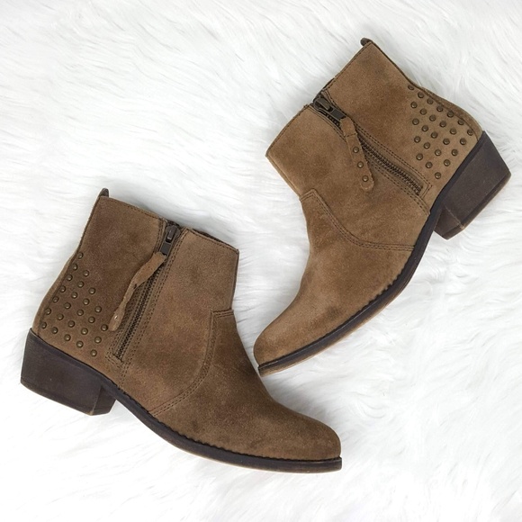 White Mountain Shoes - White Mountain Jackie Taupe Suede Stud Booties 6M